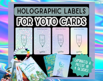 Holographic Yoto Card Shiny, Sparkly Label Sticker Precut Peel and Stick for Library System, MYO Cards Yoto Card Collection Extra Protection