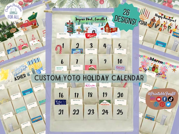 Yoto Custom Advent Holiday Calendar Wall Hanging Personalized for