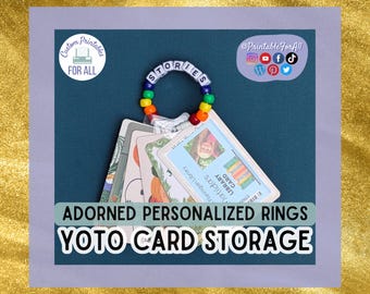Adorned Beaded Yoto Card Ring for Rings and Tabs Storage and Display System for Yoto Player and Mini and Make Your Own MYO Cards Keyring 6"