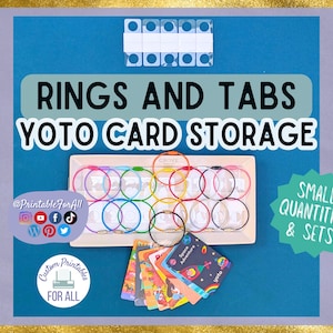 Yoto-Kartenring- und Tab-Set für organisierte Yoto-Aufbewahrung und Anzeige, 11 Kabelfarboptionen, Klebeetikett mit rundem Loch, Mini-Player-Schlüsselbund