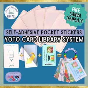 Yoto zelfklevende zakstickers voor bibliotheeksysteem met gratis afdrukbare sjabloon voor MYO-kaartlabel voor Yoto-speler en mini-audio-inhoud