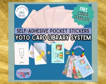 Yoto zelfklevende zakstickers voor bibliotheeksysteem met gratis afdrukbare sjabloon voor MYO-kaartlabel voor Yoto-speler en mini-audio-inhoud