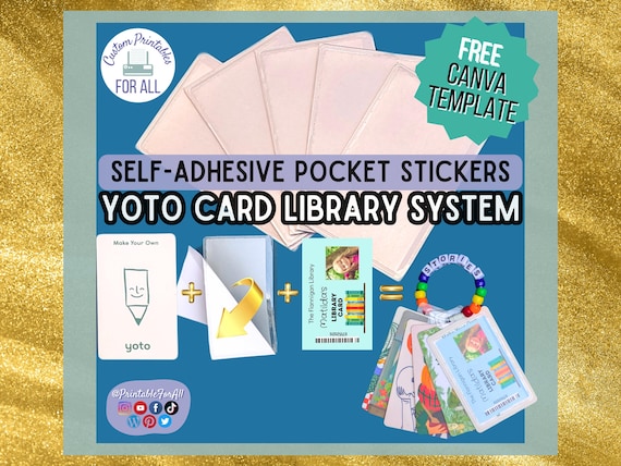 Yoto Self-Adhesive Pocket Stickers for Library System with Free Printable Template for MYO Card Label for Yoto Player and Mini Audio Content