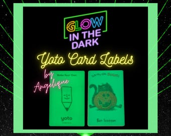 Glow-in-the-Dark Yoto Card Label Water-Resistant Vinyl Sticker Precut Peel and Stick for Library System, MYO Cards, and Yoto Card Collection
