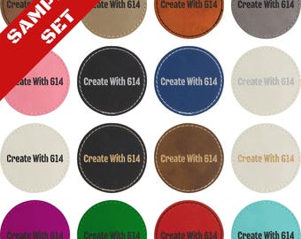 Laserable Leatherette 3" Round Patch with Adhesive Sample Set