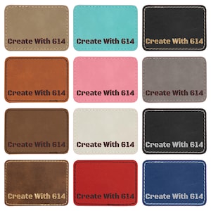 May include: Twelve different color swatches of leather with the text "Create With 614" printed on each.