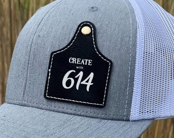 2" x 3" Laserable Leatherette Cow Tag Patch Black / Silver with Adhesive