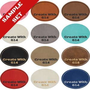 Laserable Leatherette 3.5" x 2.5" Oval Patch with Adhesive Sample Set