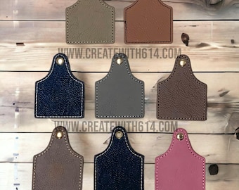 Laserable Leatherette Patch Cow Tag 2" x 3" with Adhesive
