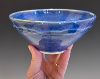 Wheel thrown ceramic bowls, Hand pottery bowls, Blue pottery bowls, Nesting pottery bowls.