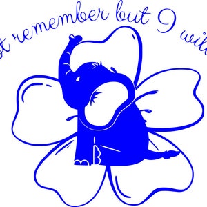 Téléchargement numérique, sensibilisation à la démence, perte de mémoire, fleur de myosotis, éléphant, svg png jpg dxf