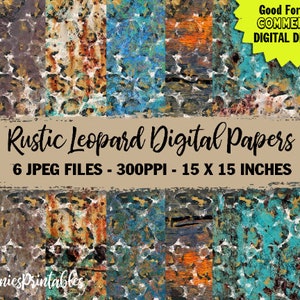Leopard digital paper, western digital paper, digital scrapbook paper, cheetah pattern, leopard backgrounds, digital download,commercial use