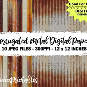métal ondulé étain en détresse galvanisé arrière en papier numérique de fond occidental, clipart à usage commercial, désert sud-ouest