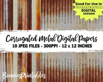 corrugated metal tin distressed galvanized western background digital paper backsplash, commercial use clipart, desert southwest