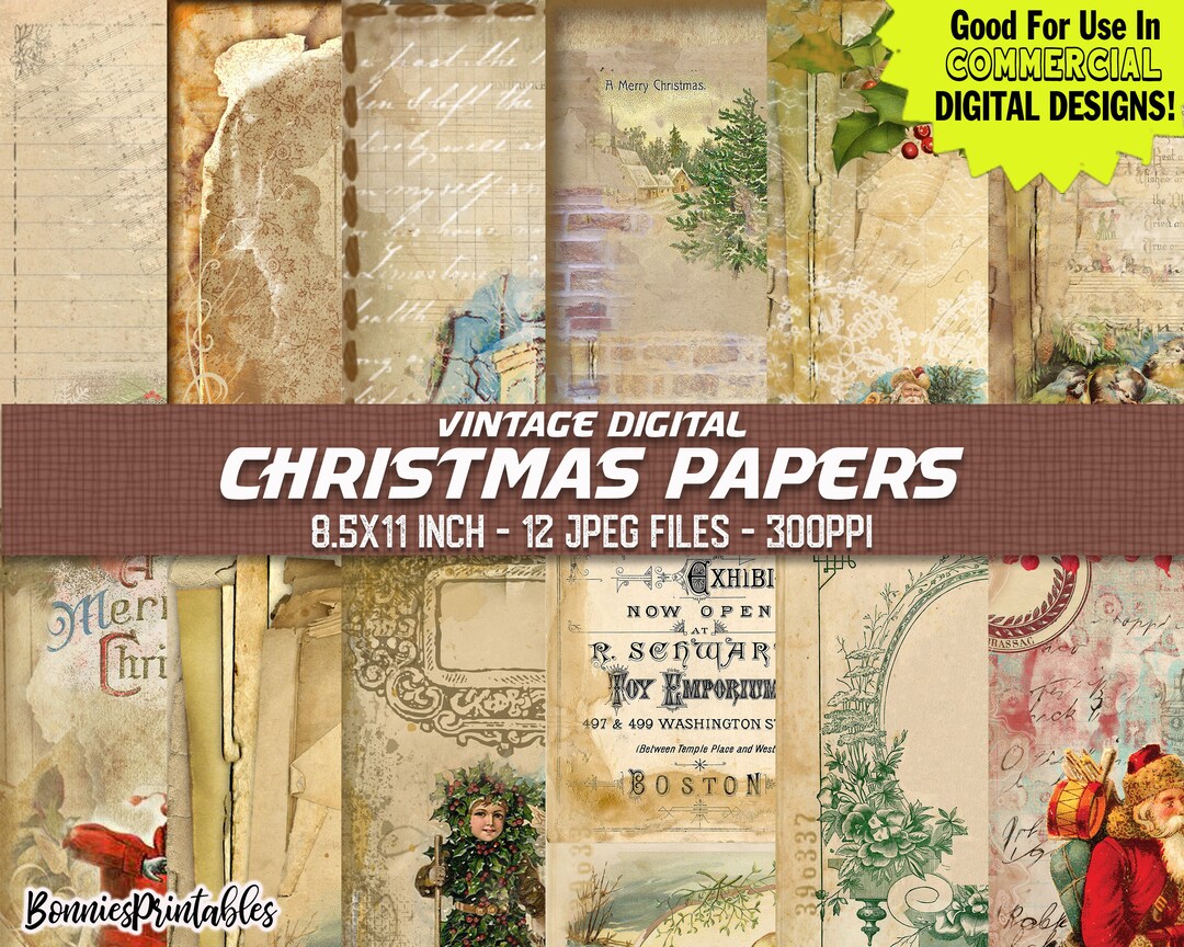Christmas Digital Paper, Vintage Santa, Vintage Christmas, Vintage ...