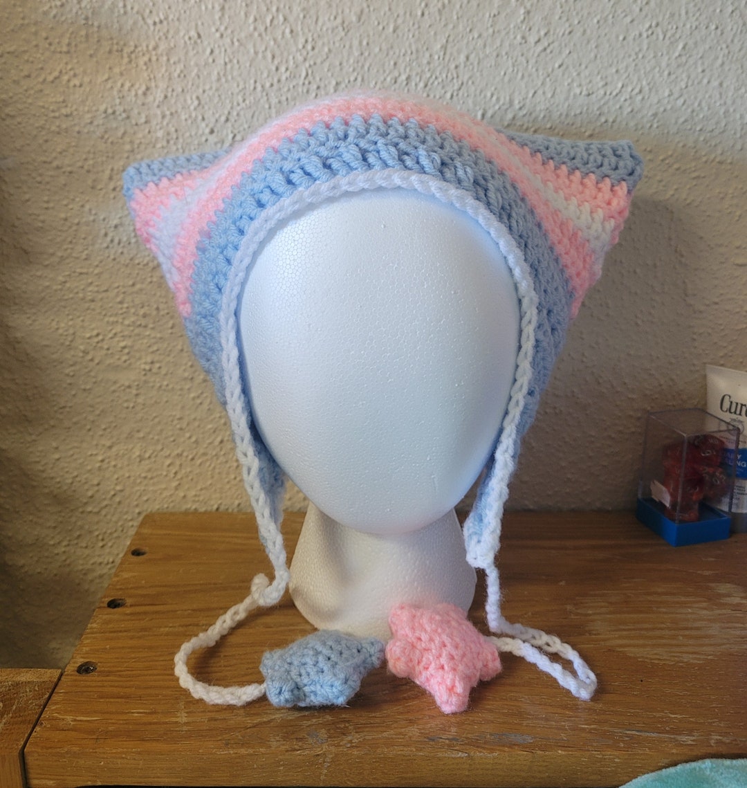 Transgender Pride Cat Ear Flap Hat W/ Stars Etsy