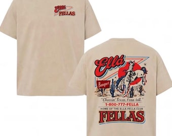 Ella Fella Club T-shirt, Country Concert Graphic Tee, Retro Western Texas Tee, Fanpresent För Kvinna Och Man Unisex