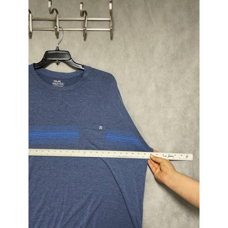 HUK Shirt Men 3XL Blue Waypoint Fishing S/S Tee Pocket Outdoor Performance UPF image 3