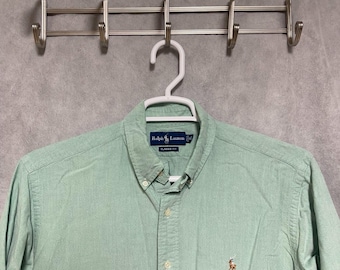 Camisa masculina VTG Ralph Lauren L OCBD tecido Oxford Buton Flesh Pony Classic 16 32/33