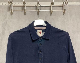 Jersey Relwen para hombre, talla L, azul, micro gofre, polo, punto térmico, jersey Henley