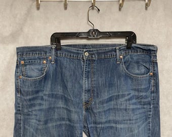 Levi's 527 Jeans Herren 44X33 Blue Stone Wash Denim Bootcut Cowboy Whisker Preppy