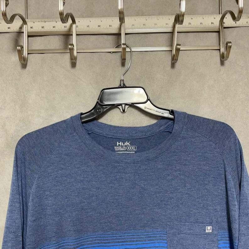 HUK Shirt Men 3XL Blue Waypoint Fishing S/S Tee Pocket Outdoor Performance UPF image 1