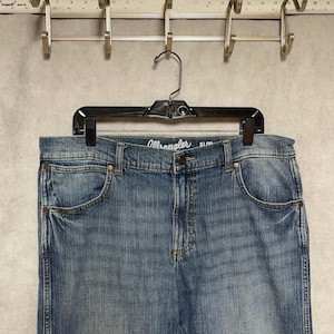 Wrangler Jeans Men 36x30 Blu Stone Wash Denim Retro Slim Straight Cowboy Western image 1