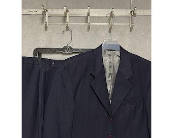 Stacy Adams Anzug Herren 40R 42R Indigo-gestreift 4B Italien Super 100 Wolle W35x31L Luxe