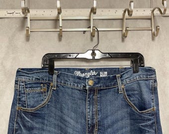 Wrangler-jeans heren 38 x 30 blauw denim retro slanke laars cowboyrodeo werkkleding Ranch