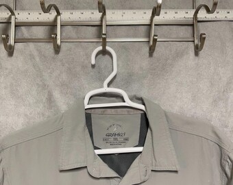 Gramicci Shirt Men XXL Gray Fishing Nylon Performance Vent Button Up S/S Outdoor