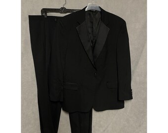Jos A Bank Tuxedo Suit Men 48L Blk 1B Wool Wedding Prom Mason Formal W42X33 Luxe