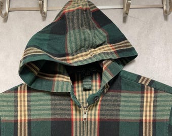Ralph Lauren Jacket Women Petite S Flannel Plaid Twill Hood Coat Chore Workwear