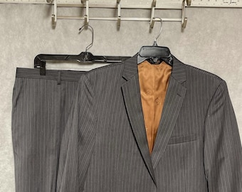Jos A Bank Suit Men 42XL 40XL Gray Striped 2B Joseph Slim Wool 36X35 Pant Luxury