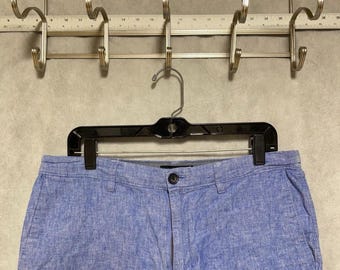 Pantalones cortos Banana Republic para hombre, talla 34, color azul, lino y algodón, modelo Aiden Hopsack, estilo casual para vacaciones.