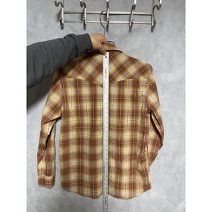 Chemise Pendleton pour homme L beige à carreaux, cow-boy boutonnée avec boutons-pression, corvée de rodéo image 5