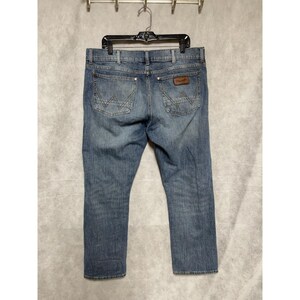 Wrangler Jeans Men 36x30 Blu Stone Wash Denim Retro Slim Straight Cowboy Western image 7