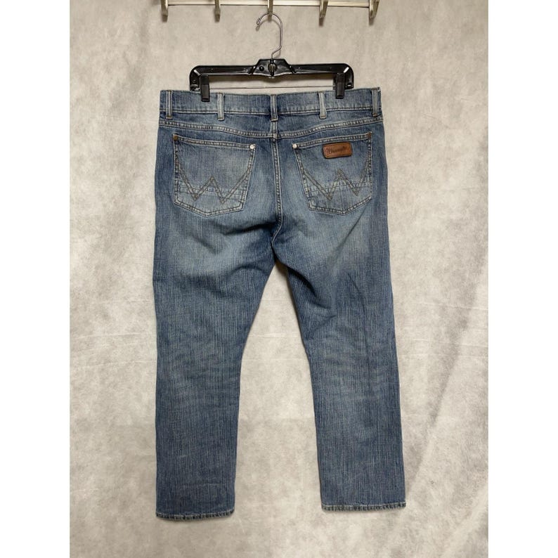 Wrangler Jeans Men 36x30 Blu Stone Wash Denim Retro Slim Straight Cowboy Western image 7