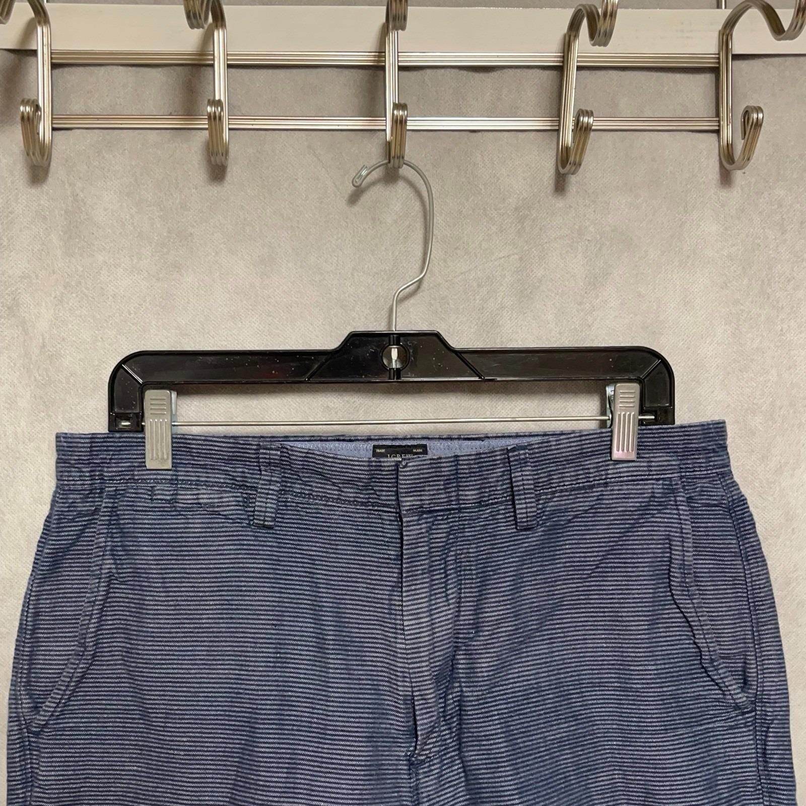 J Crew Shorts Men 33 x10.5" Blue Striped Baird McNutt Irish Linen Cotton Club