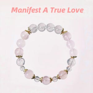 Bracelet en cristal personnalisé : quartz rose et quartz clair - Soins énergétiques