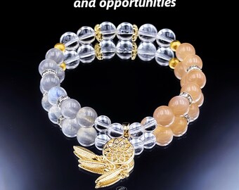 Love Attraction Crystal Bracelet Sunstone Moonstone - Confidence Opportunity Jewelry