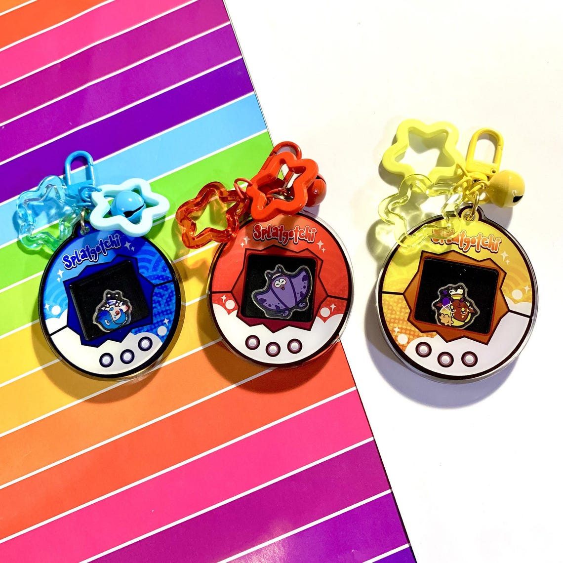 Splashtag Keychains SPLATOON Splatgotchi | Acrylic Shaker Keychain - Etsy
