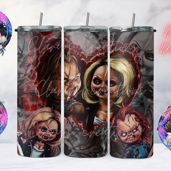 Chucky and TIFF  20oz tumbler digital download PNG.