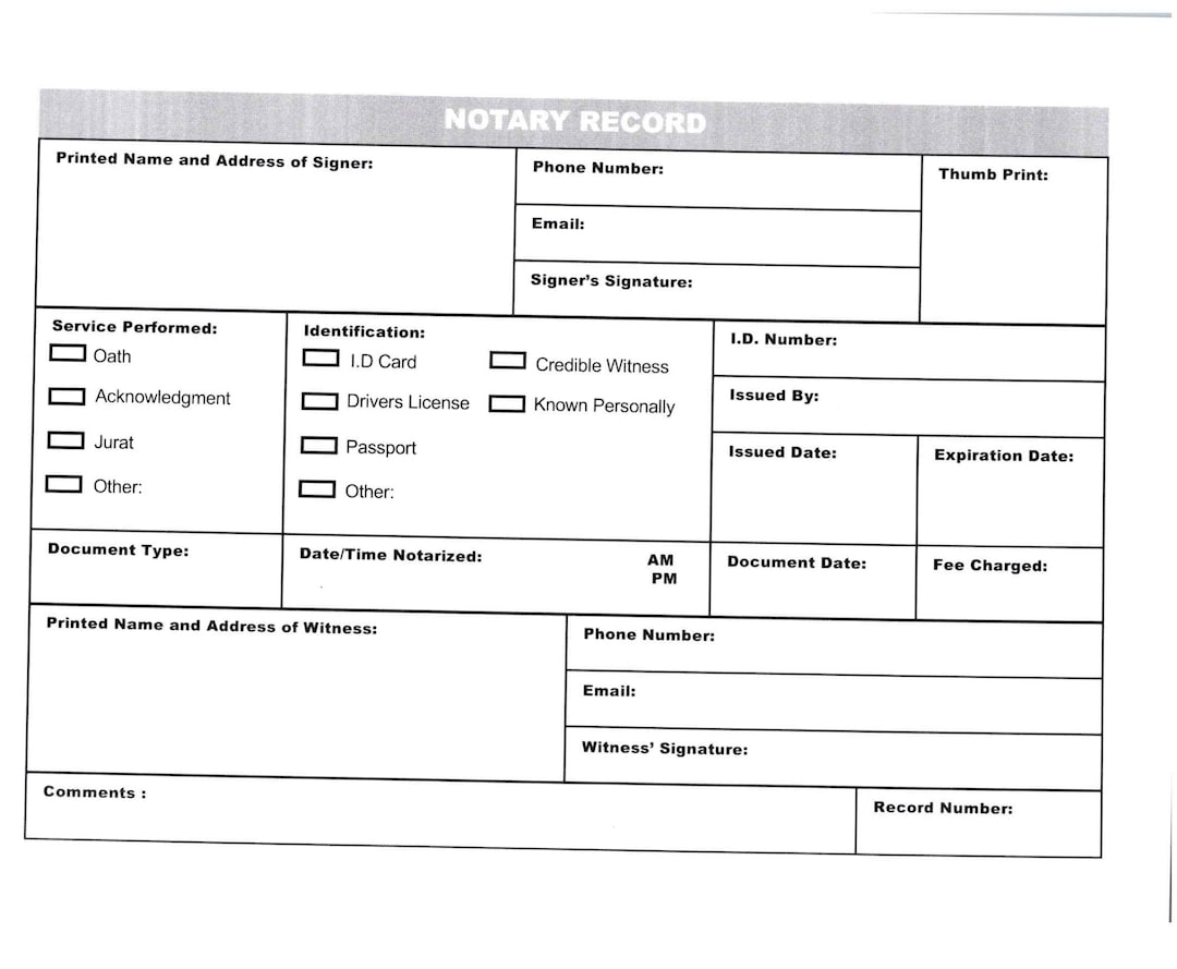 Notary Public Log Book for Notaries and Signing Agents Etsy
