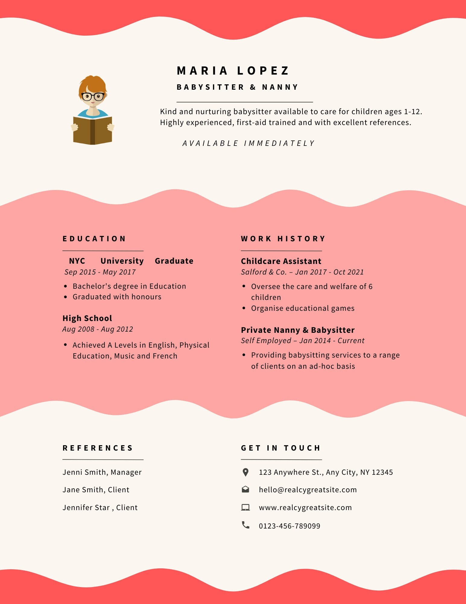 Babysitting Resume Sample Resume For Babysitter And Nanny Etsy New