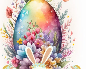 Oeuf floral de lapin de Pâques