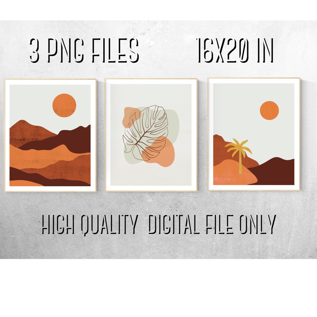 Boho Wall Art Set of 3 Prints Graphic - Etsy