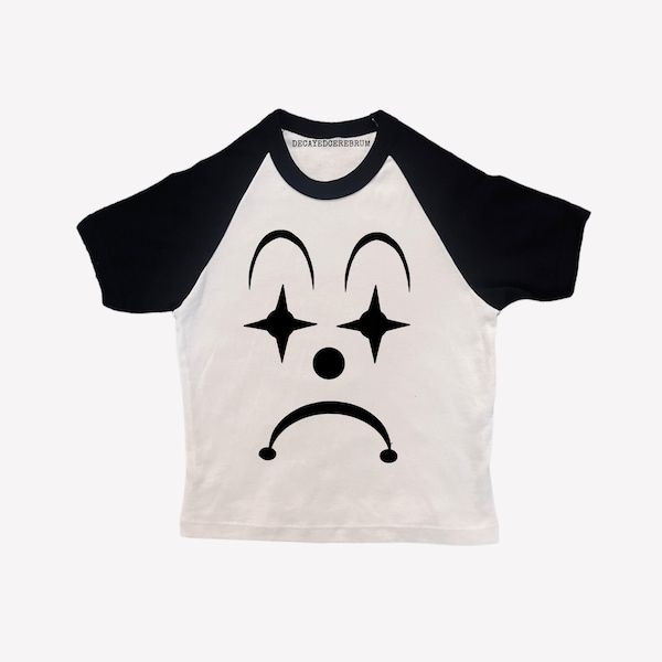Sad clown cropped baseball tee (women’s tight fitting cropped shirt)