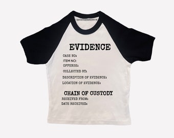 Evidence baseball baby  tee (womens tight fitting cropped shirt)