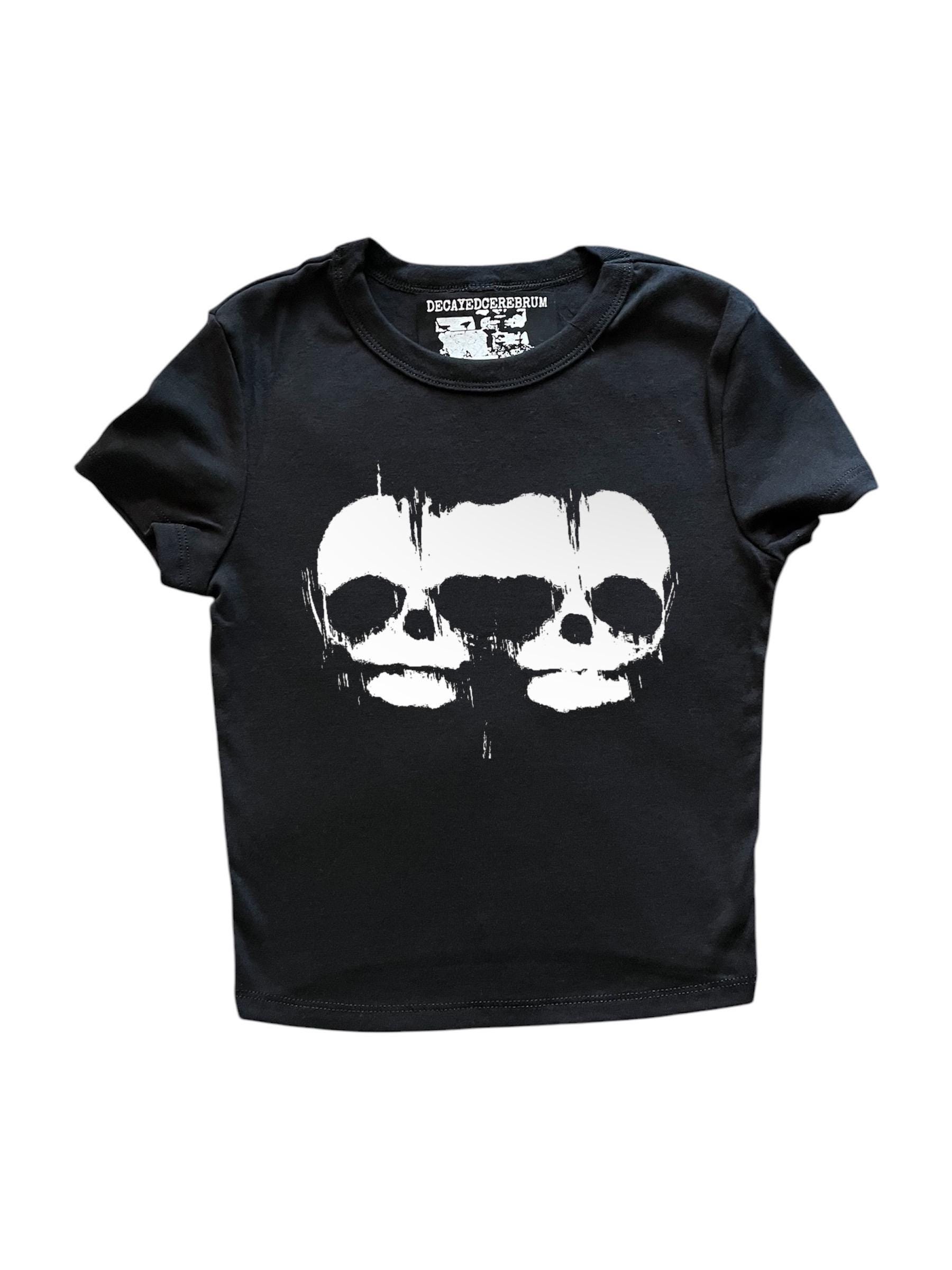 ERL23ss SKULL PRINT CROPPED T−SHIRT Skull Head Crop Top - Etsy