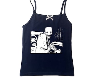 Russian sleep experiment bow fitted tank top. ||||||||||||| womens alternative fashion